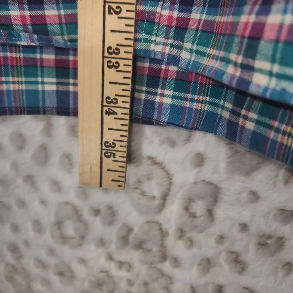 Ralph Lauren Men's Button Down Turquoise Multicolor Plaid Shirt LS XLT Tall